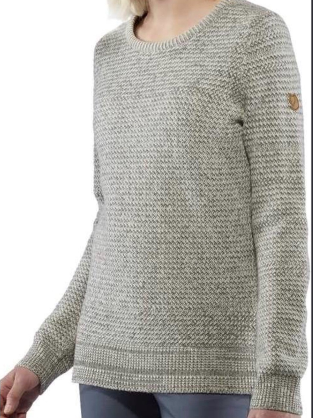 Fjallraven Anvik Textured Crewneck Wool Sweater in Light Gray